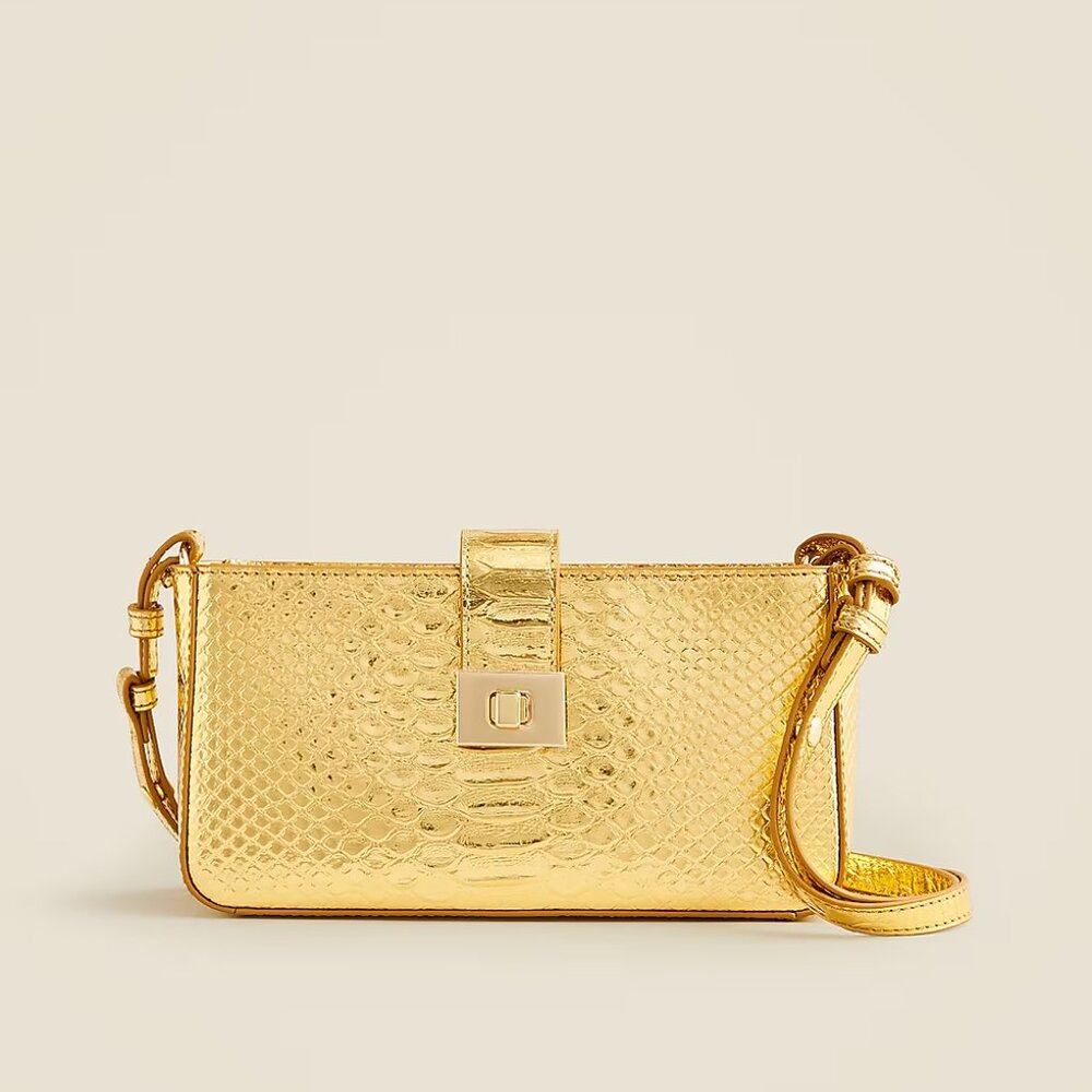 NWT J.Crew Edie three in one bag in snake embossed Italian leather